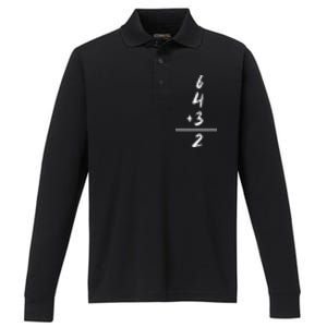 Baseball Inspired Math 6 4 3 2 Double Play Softball Game Tee Performance Long Sleeve Polo