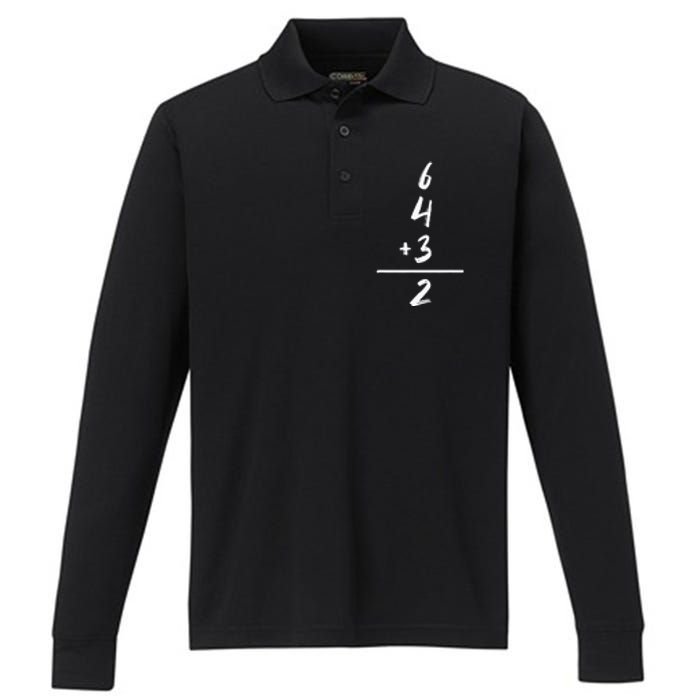 Baseball Inspired Math 6 4 3 2 Double Play Softball Game Tee Performance Long Sleeve Polo