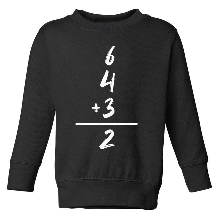 Baseball Inspired Math 6 4 3 2 Double Play Softball Game Tee Toddler Sweatshirt