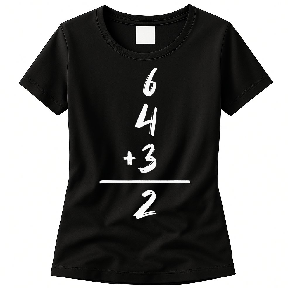 Baseball Inspired Math 6 4 3 2 Double Play Softball Game Tee Womens T-Shirt