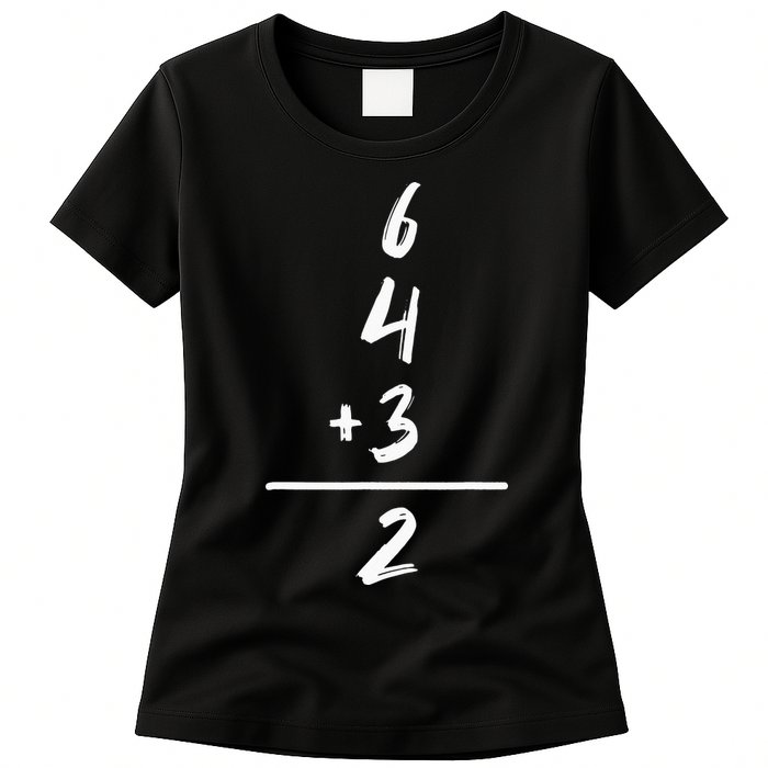 Baseball Inspired Math 6 4 3 2 Double Play Softball Game Tee Womens T-Shirt