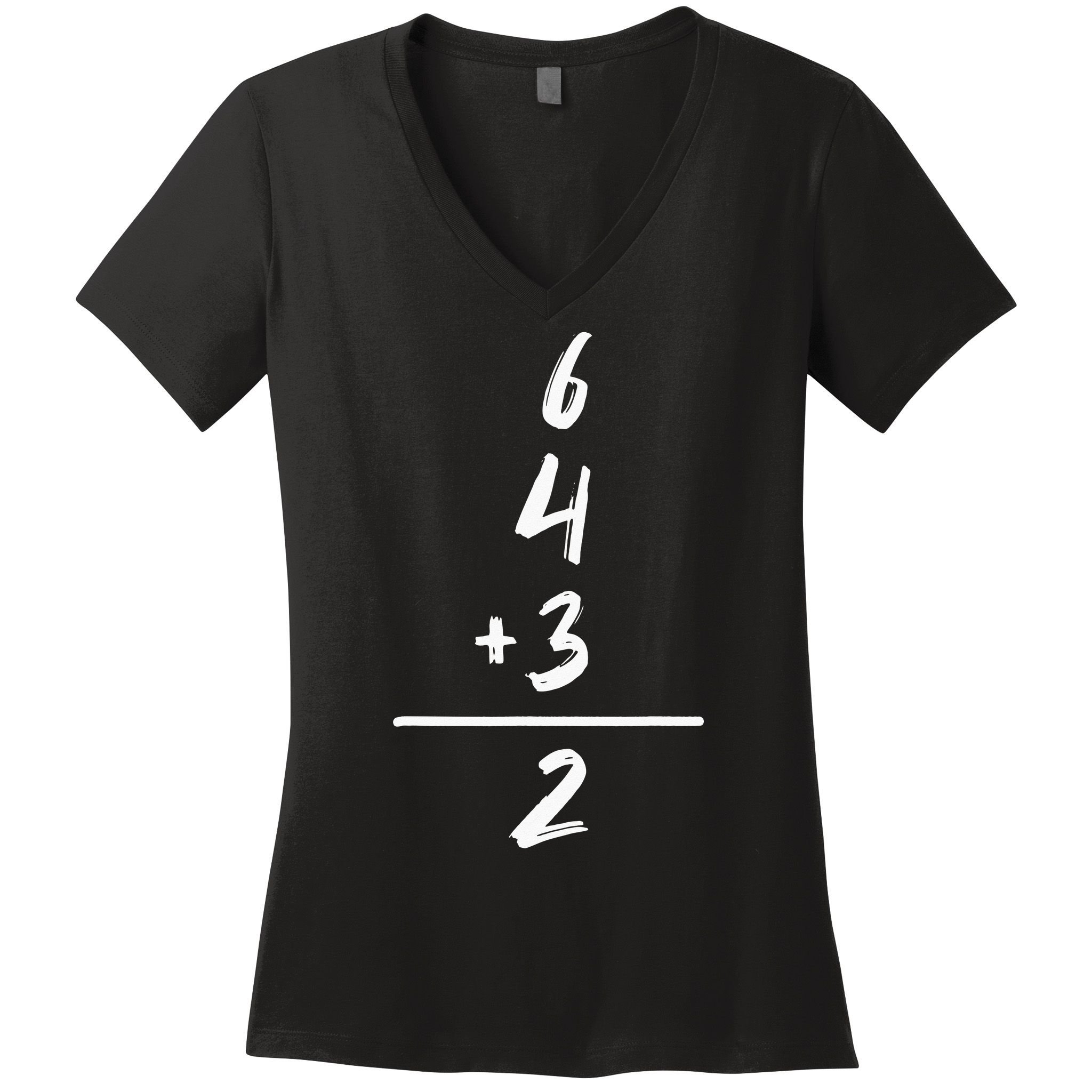 Baseball Inspired Math 6 4 3 2 Double Play Softball Game Tee Women's V-Neck T-Shirt