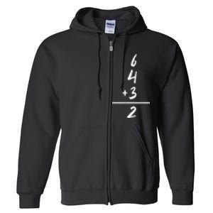 Baseball Inspired Math 6 4 3 2 Double Play Softball Game Tee Full Zip Hoodie