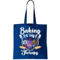 Baking Is My Therapy Happy Baker Cake Bread Pastry Chef Funny Gift Tote Bag