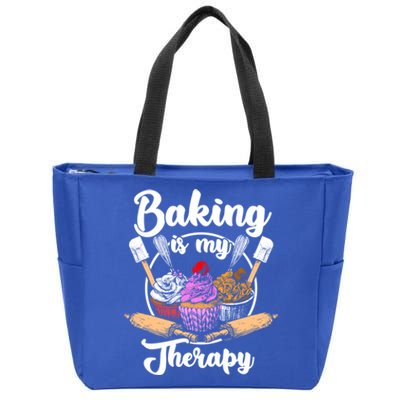 Baking Is My Therapy Happy Baker Cake Bread Pastry Chef Funny Gift Zip Tote Bag