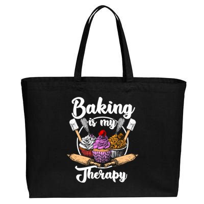 Baking Is My Therapy Happy Baker Cake Bread Pastry Chef Funny Gift Cotton Canvas Jumbo Tote