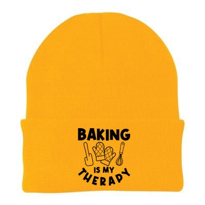 Baking Is My Therapy Cake Baking Pastry Confectioner Baker Gift Knit Cap Winter Beanie