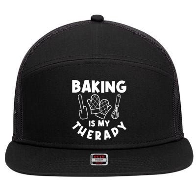 Baking Is My Therapy Cake Baking Pastry Confectioner Baker Gift 7 Panel Mesh Trucker Snapback Hat