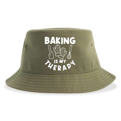 Baking Is My Therapy Cake Baking Pastry Confectioner Baker Gift Sustainable Bucket Hat