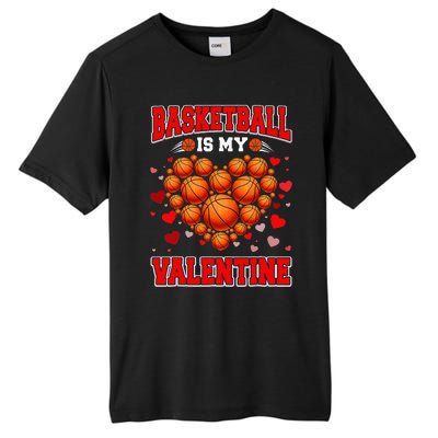 Basketball Is My Valentine Basketball Heart Valentines Day Tall Fusion ChromaSoft Performance T-Shirt