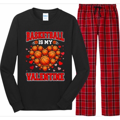 Basketball Is My Valentine Basketball Heart Valentines Day Long Sleeve Pajama Set