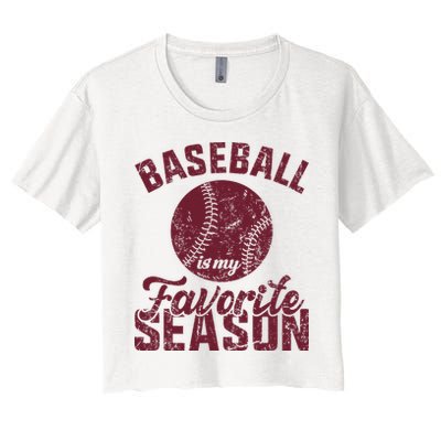 Baseball Is My Favorite Season Vintage Women's Crop Top Tee
