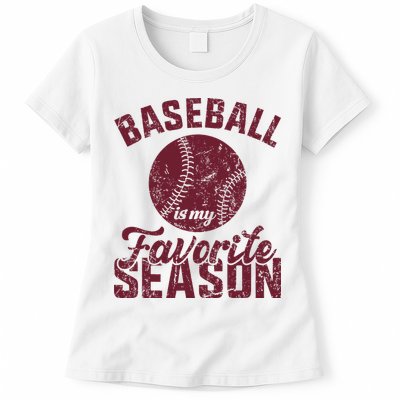 Baseball Is My Favorite Season Vintage Womens T-Shirt
