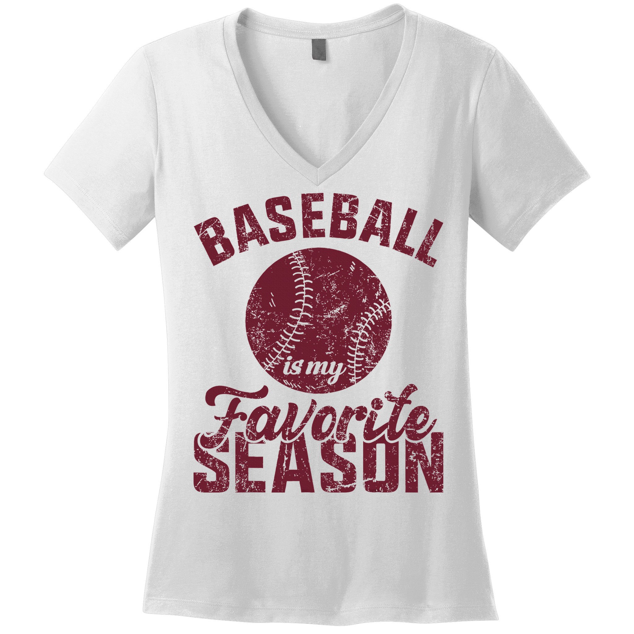 Baseball Is My Favorite Season Vintage Women's V-Neck T-Shirt