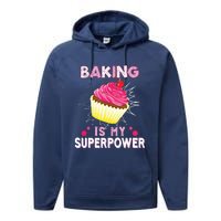 BAKING IS MY SUPERPOWER 3 Sweet Cupcakes Holidays Baker Gift Performance Fleece Hoodie