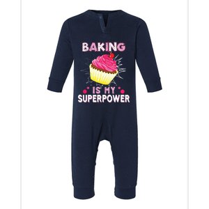 BAKING IS MY SUPERPOWER 3 Sweet Cupcakes Holidays Baker Gift Infant Fleece One Piece