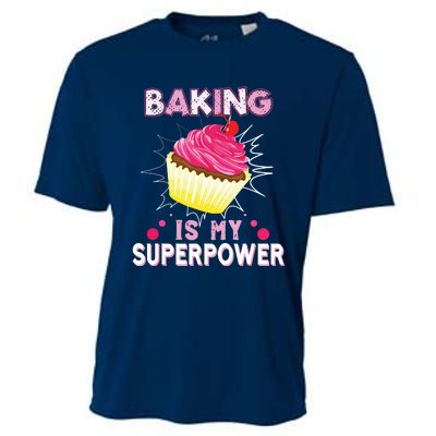 BAKING IS MY SUPERPOWER 3 Sweet Cupcakes Holidays Baker Gift Cooling Performance Crew T-Shirt