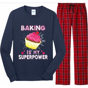 BAKING IS MY SUPERPOWER 3 Sweet Cupcakes Holidays Baker Gift Long Sleeve Pajama Set