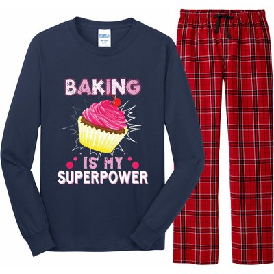 BAKING IS MY SUPERPOWER 3 Sweet Cupcakes Holidays Baker Gift Long Sleeve Pajama Set