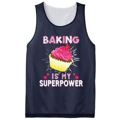 BAKING IS MY SUPERPOWER 3 Sweet Cupcakes Holidays Baker Gift Mesh Reversible Basketball Jersey Tank