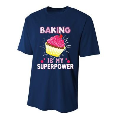 BAKING IS MY SUPERPOWER 3 Sweet Cupcakes Holidays Baker Gift Performance Sprint T-Shirt