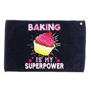 BAKING IS MY SUPERPOWER 3 Sweet Cupcakes Holidays Baker Gift Grommeted Golf Towel