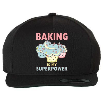 BAKING IS MY SUPERPOWER 3 Sweet Cupcakes Holidays Baker Gift Wool Snapback Cap