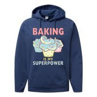 BAKING IS MY SUPERPOWER 3 Sweet Cupcakes Holidays Baker Gift Performance Fleece Hoodie