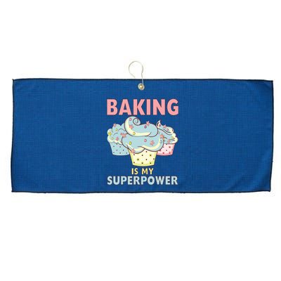 BAKING IS MY SUPERPOWER 3 Sweet Cupcakes Holidays Baker Gift Large Microfiber Waffle Golf Towel