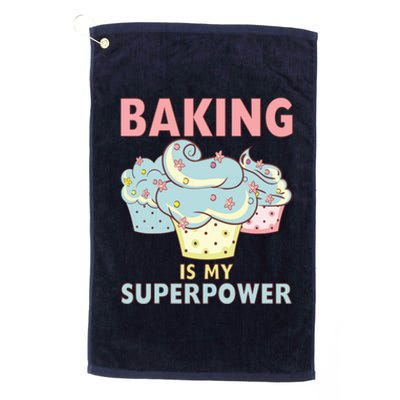 BAKING IS MY SUPERPOWER 3 Sweet Cupcakes Holidays Baker Gift Platinum Collection Golf Towel