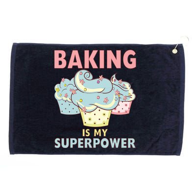 BAKING IS MY SUPERPOWER 3 Sweet Cupcakes Holidays Baker Gift Grommeted Golf Towel