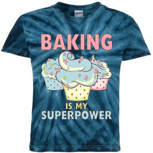 BAKING IS MY SUPERPOWER 3 Sweet Cupcakes Holidays Baker Gift Kids Tie-Dye T-Shirt