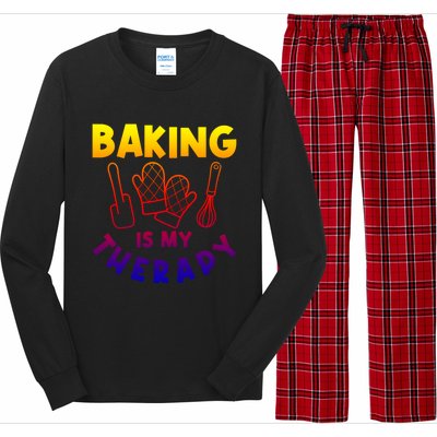 Baking Is My Therapy Cake Baking Pastry Confectioner Baker Gift Long Sleeve Pajama Set