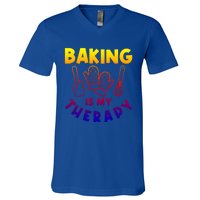 Baking Is My Therapy Cake Baking Pastry Confectioner Baker Gift V-Neck T-Shirt