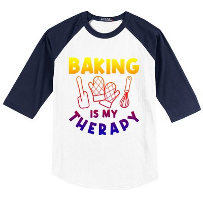 Baking Is My Therapy Cake Baking Pastry Confectioner Baker Gift Baseball Sleeve Shirt