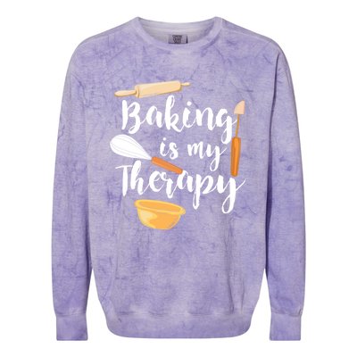 Baking Is My Therapy I Funny Baking Cute Gift Colorblast Crewneck Sweatshirt