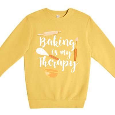 Baking Is My Therapy I Funny Baking Cute Gift Premium Crewneck Sweatshirt