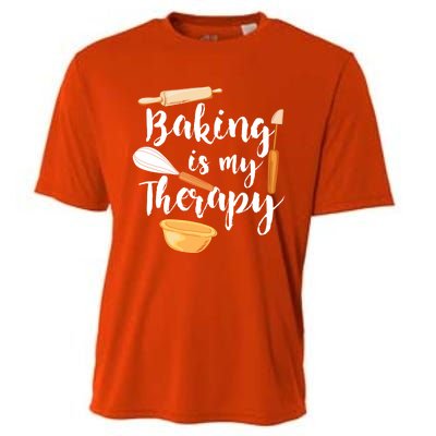 Baking Is My Therapy I Funny Baking Cute Gift Cooling Performance Crew T-Shirt