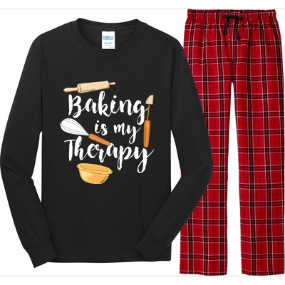 Baking Is My Therapy I Funny Baking Cute Gift Long Sleeve Pajama Set