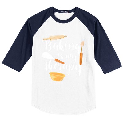 Baking Is My Therapy I Funny Baking Cute Gift Baseball Sleeve Shirt