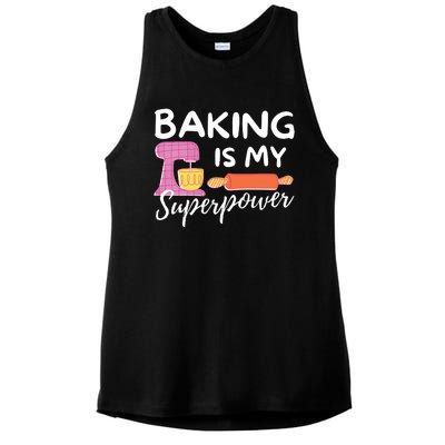 Baking Is My Superpower Funny Baker & Baking Gift Ladies PosiCharge Tri-Blend Wicking Tank