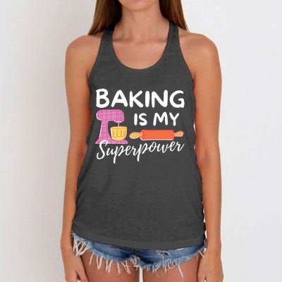 Baking Is My Superpower Funny Baker & Baking Gift Women's Knotted Racerback Tank