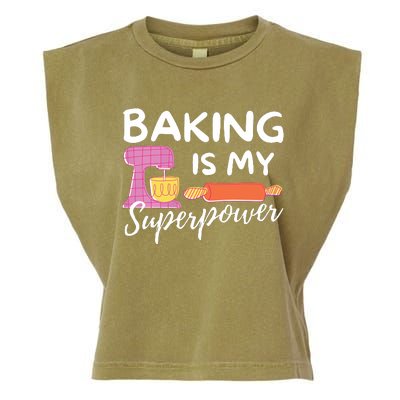 Baking Is My Superpower Funny Baker & Baking Gift Garment-Dyed Women's Muscle Tee