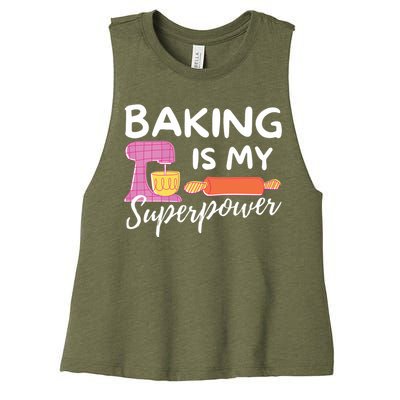 Baking Is My Superpower Funny Baker & Baking Gift Women's Racerback Cropped Tank