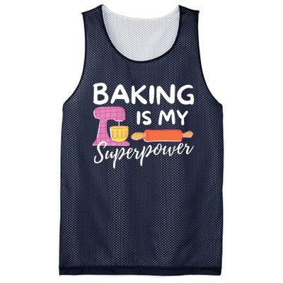 Baking Is My Superpower Funny Baker & Baking Gift Mesh Reversible Basketball Jersey Tank