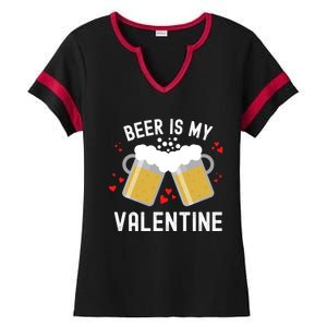 Beer Is My Valentine Beer Heart Valentine's Day Sarcastic Gift Ladies Halftime Notch Neck Tee