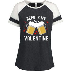 Beer Is My Valentine Beer Heart Valentine's Day Sarcastic Gift Enza Ladies Jersey Colorblock Tee