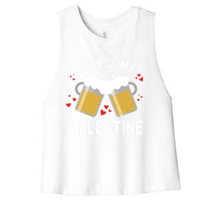 Beer Is My Valentine Beer Heart Valentine's Day Sarcastic Gift Women's Racerback Cropped Tank