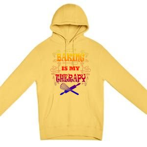 Baking Is My Therapy Ironic Pastry Hobby Chef Gift Premium Pullover Hoodie