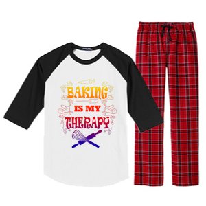 Baking Is My Therapy Ironic Pastry Hobby Chef Gift Raglan Sleeve Pajama Set